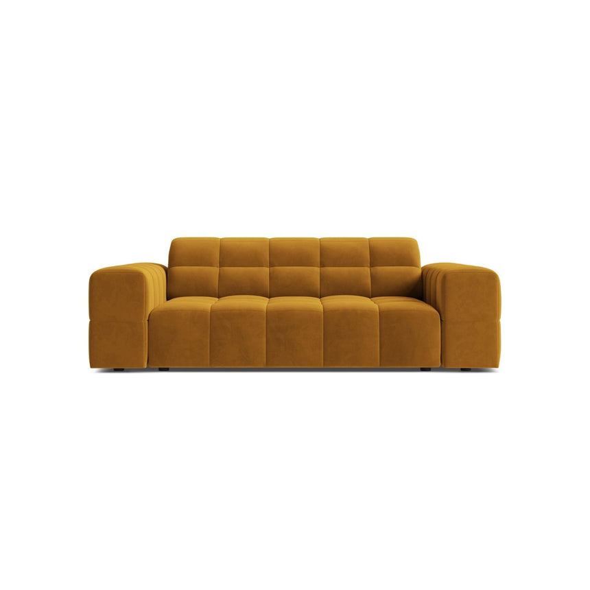 Jennifer 2-Sitzer Sofa aus Samt in Gelb (Bluvel 68), 178x102 cm von Micadoni – Bild 1