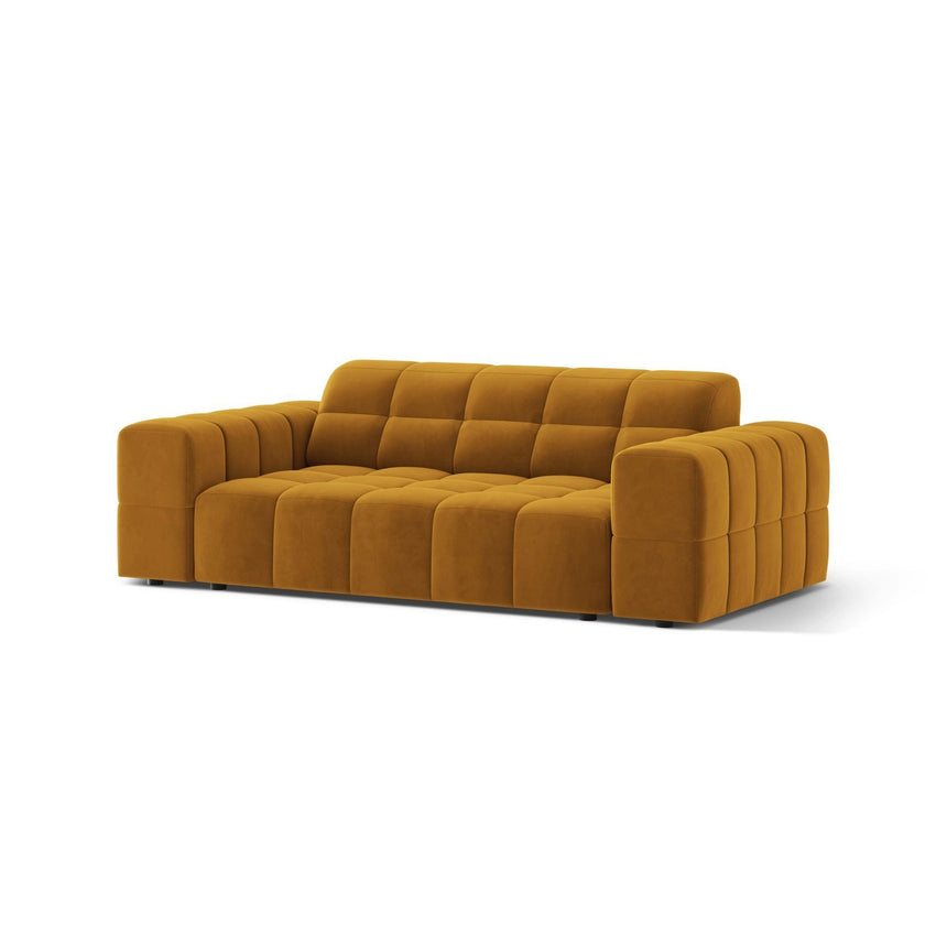 Jennifer 2-Sitzer Sofa aus Samt in Gelb (Bluvel 68), 178x102 cm von Micadoni – Bild 3