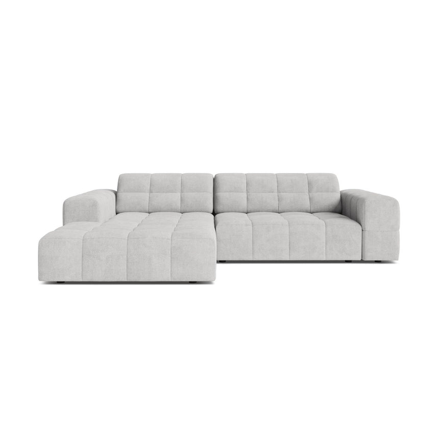 Jennifer 4-Sitzer Ecksofa, Linke Seite, aus Chenille in Silber (Eden 17 Silver), 234x167 cm von Micadoni – Bild 1