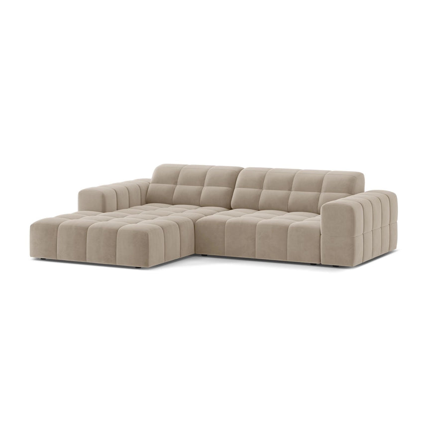 Jennifer 4-Sitzer Ecksofa, Linke Seite, aus Samt in Dunkelbeige (Bluvel 30), 234x167 cm von Micadoni – Bild 3