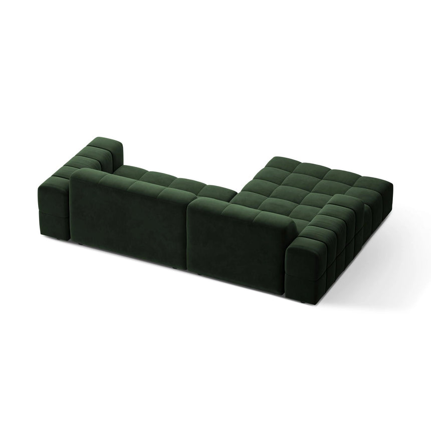 Jennifer 4-Sitzer Ecksofa, Linke Seite, aus Samt in Flaschengrün (Venus 2940), 234x167 cm von Micadoni – Bild 4