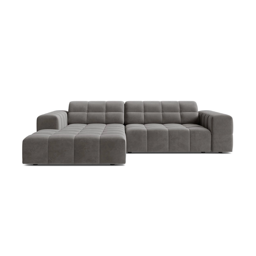 Jennifer 4-Sitzer Ecksofa, Linke Seite, aus Samt in Hellgrau (Bluvel 13), 234x167 cm von Micadoni – Bild 1
