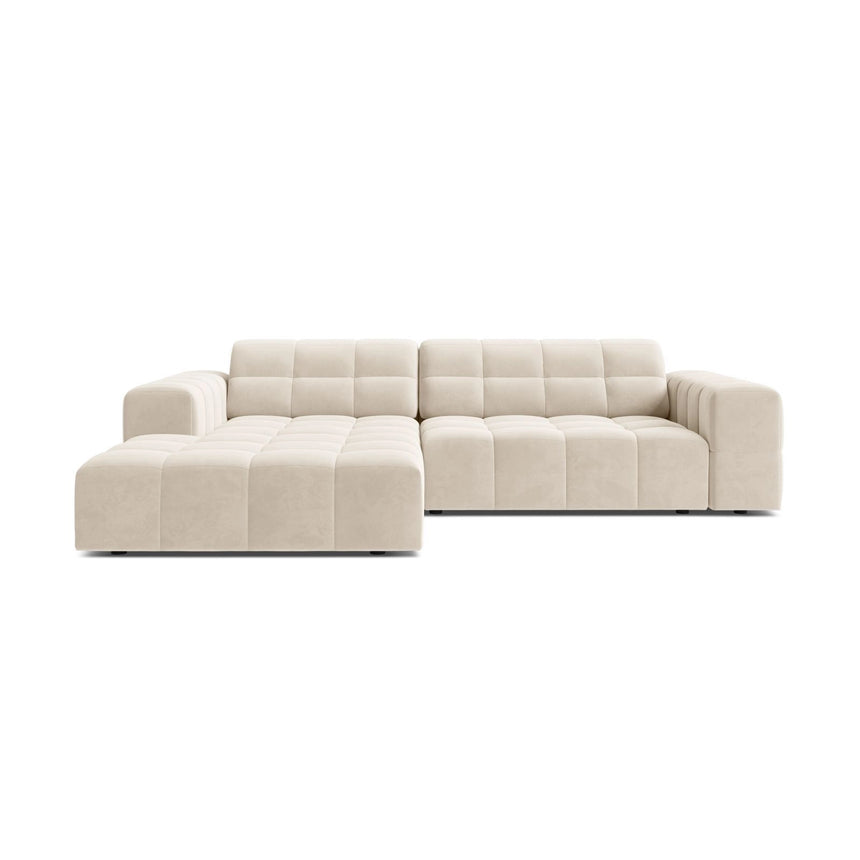 Jennifer 4-Sitzer Ecksofa, Linke Seite, aus Samt in Leichtes Beige (Bluvel 22), 234x167 cm von Micadoni – Bild 1