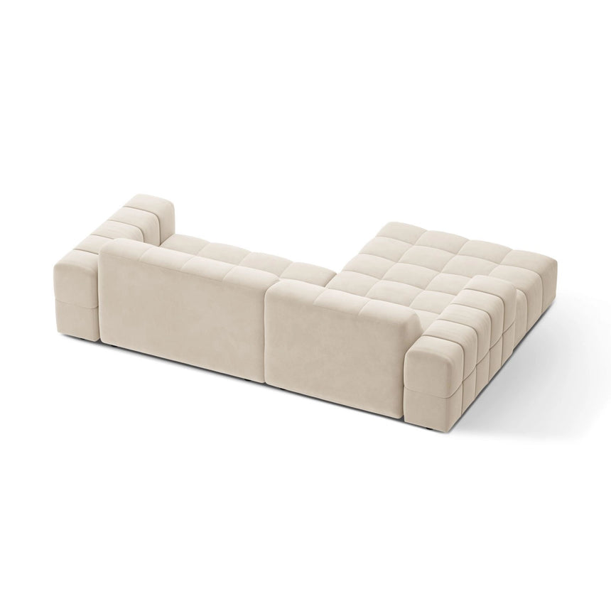 Jennifer 4-Sitzer Ecksofa, Linke Seite, aus Samt in Leichtes Beige (Bluvel 22), 234x167 cm von Micadoni – Bild 4