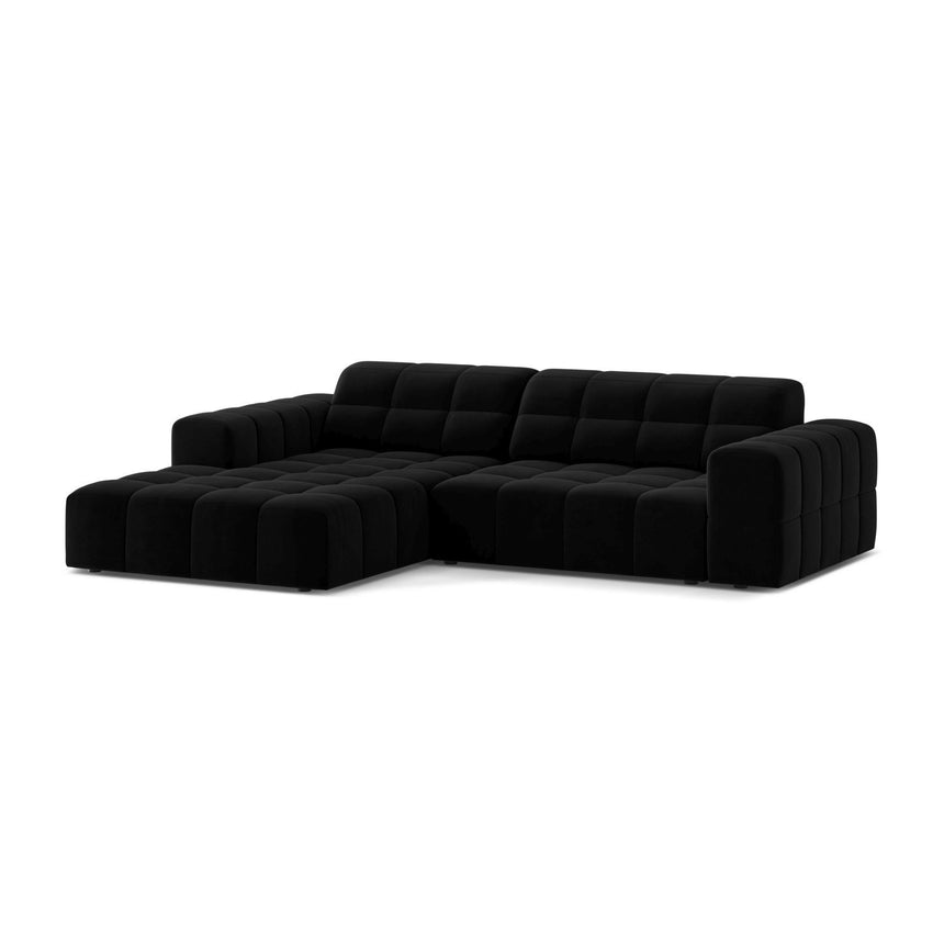 Jennifer 4-Sitzer Ecksofa, Linke Seite, aus Samt in Schwarz (Bluvel 19), 234x167 cm von Micadoni – Bild 3