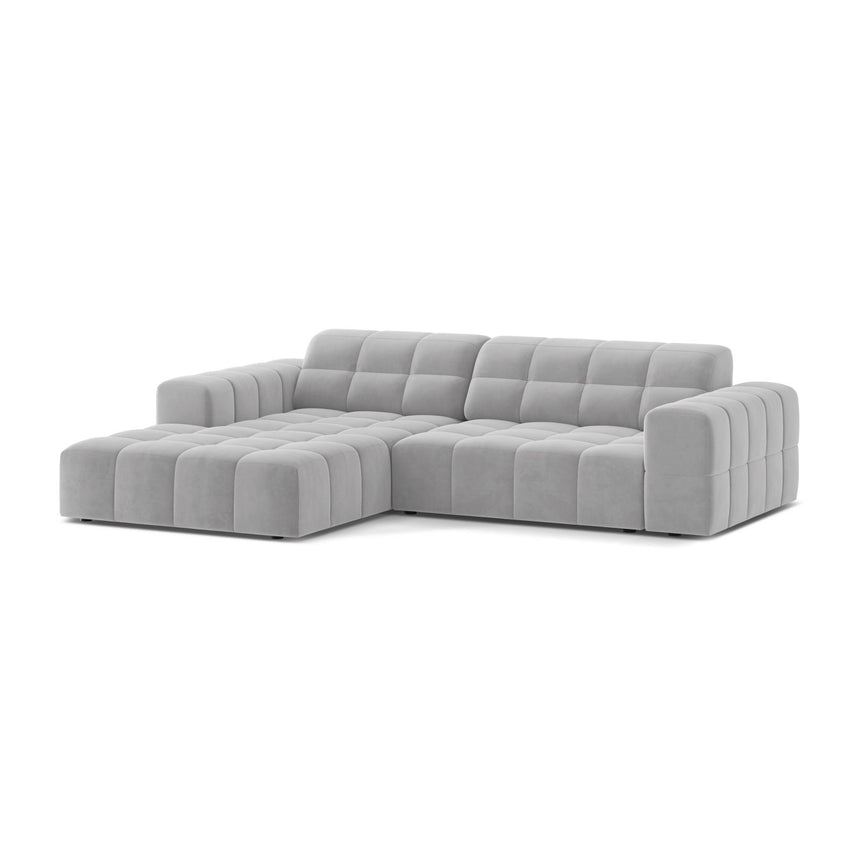 Jennifer 4-Sitzer Ecksofa, Linke Seite, aus Samt in Silber (Bluvel 03), 234x167 cm von Micadoni – Bild 3