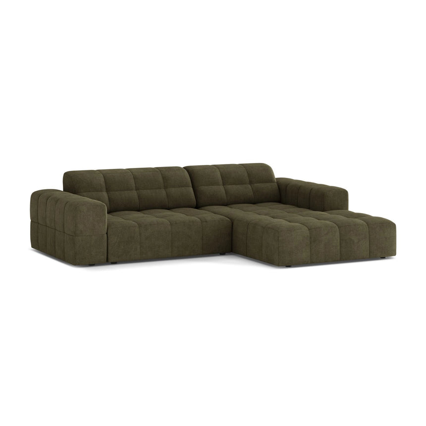 Jennifer 4-Sitzer Ecksofa, Rechte Seite, aus Chenille in Grün (Eden 12 Olive), 234x167 cm von Micadoni – Bild 3