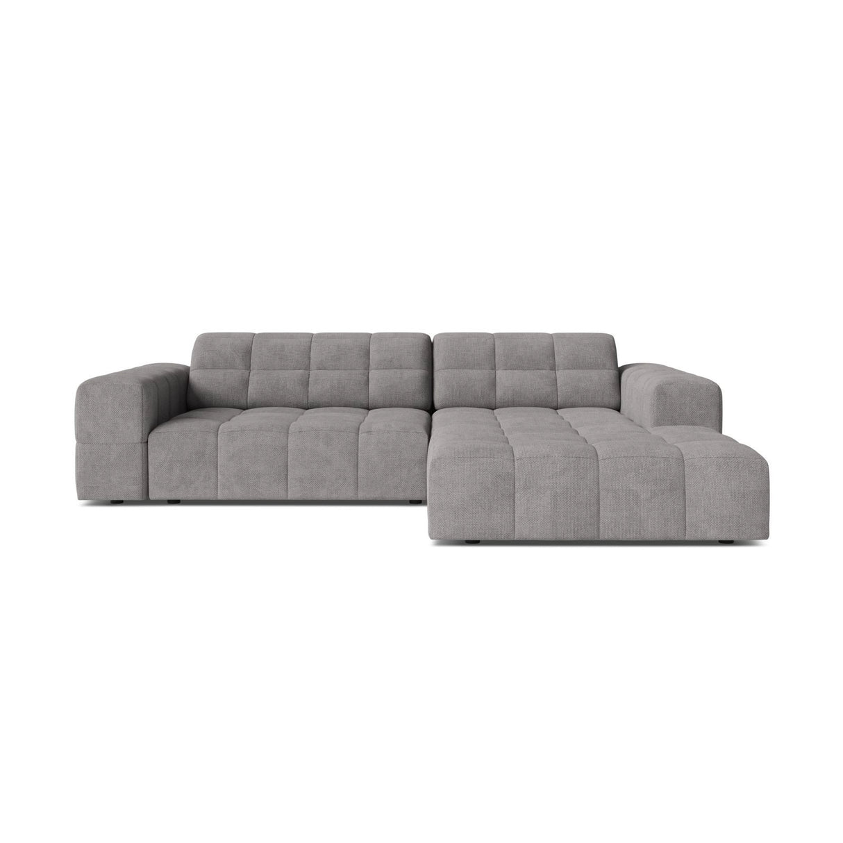 Jennifer 4-Sitzer Ecksofa, Rechte Seite, aus Chenille in Hellgrau (Eden 18 Grey), 234x167 cm von Micadoni – Bild 1