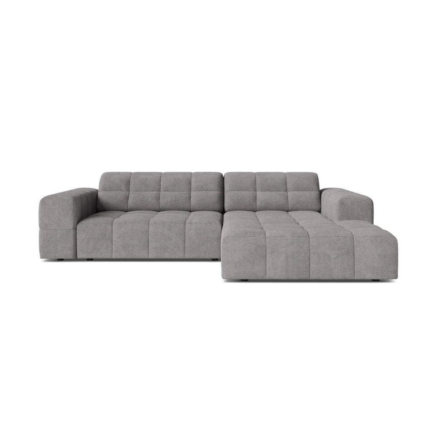 Jennifer 4-Sitzer Ecksofa, Rechte Seite, aus Chenille in Hellgrau (Eden 18 Grey), 234x167 cm von Micadoni – Bild 1
