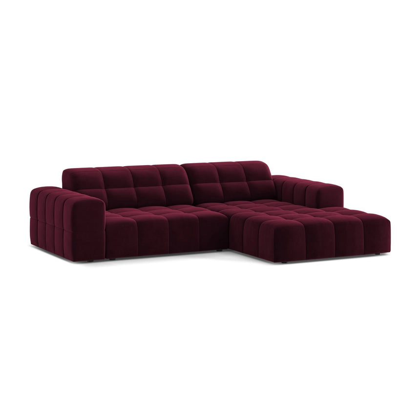 Jennifer 4-Sitzer Ecksofa, Rechte Seite, aus Samt in Burgundy (Venus 2932), 234x167 cm von Micadoni – Bild 3