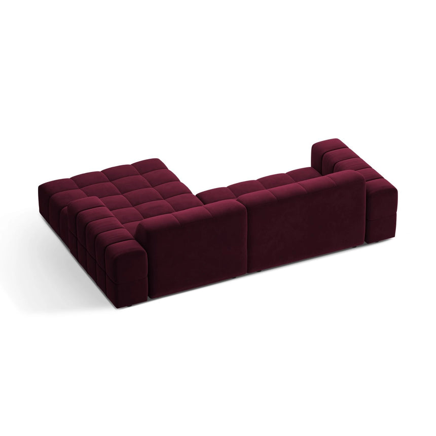 Jennifer 4-Sitzer Ecksofa, Rechte Seite, aus Samt in Burgundy (Venus 2932), 234x167 cm von Micadoni – Bild 4