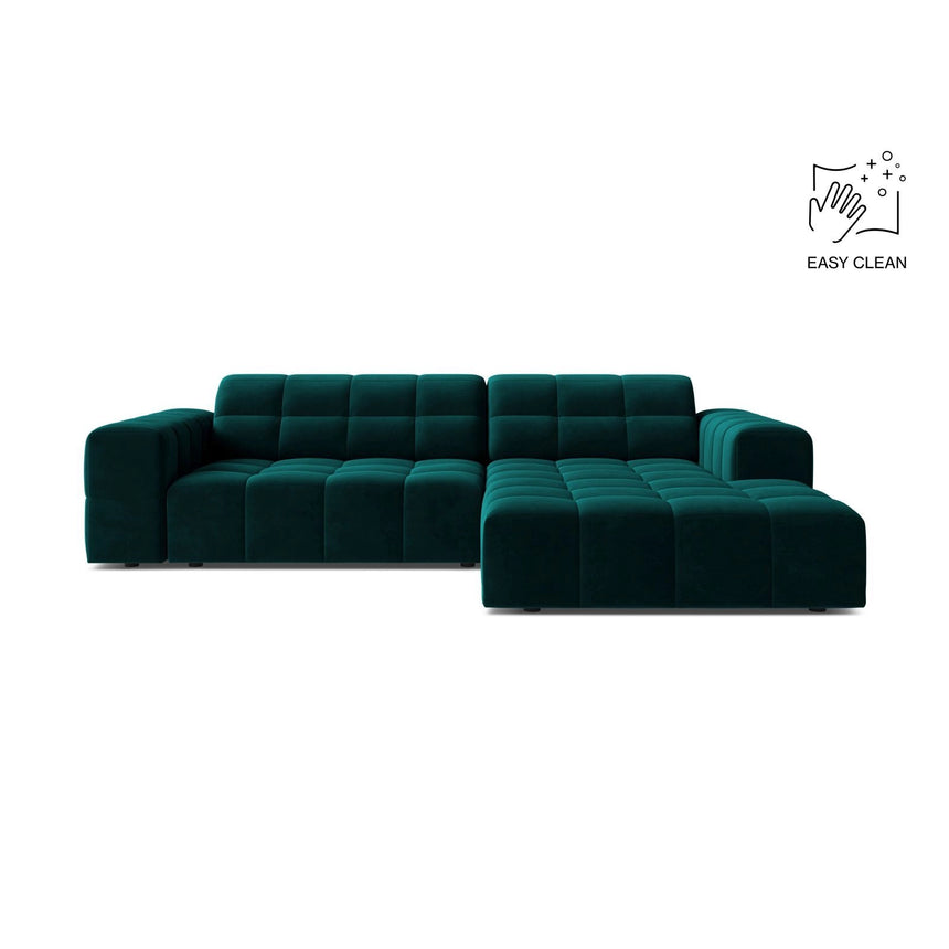 Jennifer 4-Sitzer Ecksofa, Rechte Seite, aus Samt in Deep Petrol (Venus 2911), 234x167 cm von Micadoni – Bild 1