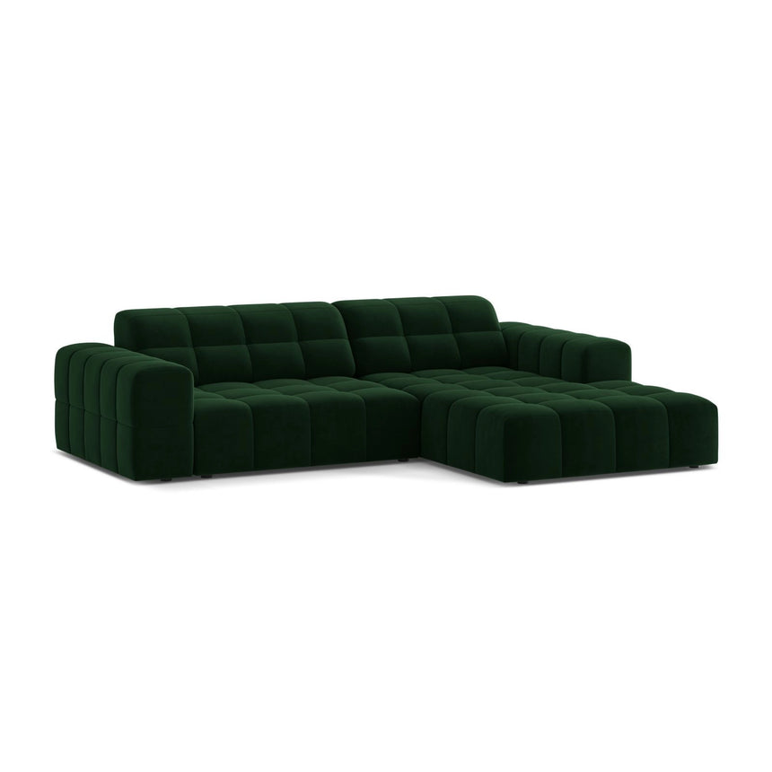 Jennifer 4-Sitzer Ecksofa, Rechte Seite, aus Samt in Flaschengrün (Bluvel 78), 234x167 cm von Micadoni – Bild 3