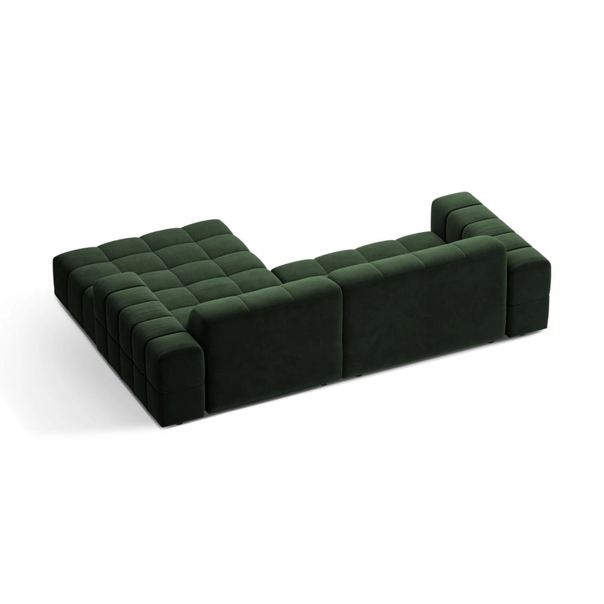Jennifer 4-Sitzer Ecksofa, Rechte Seite, aus Samt in Flaschengrün (Venus 2940), 234x167 cm von Micadoni – Bild 4