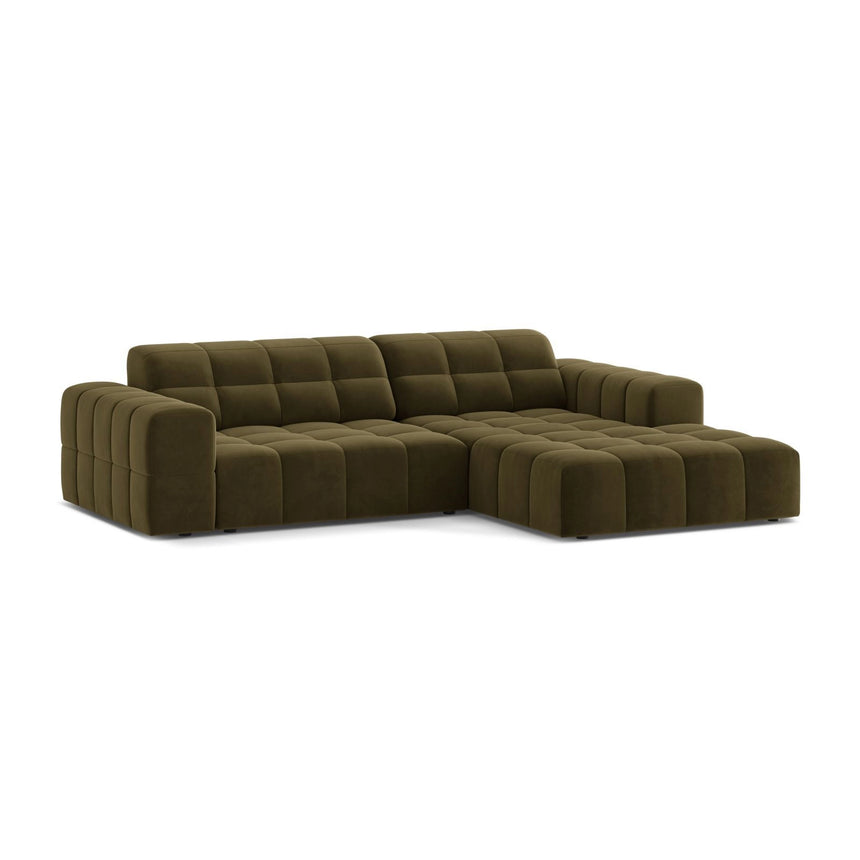 Jennifer 4-Sitzer Ecksofa, Rechte Seite, aus Samt in Grün (Bluvel 77), 234x167 cm von Micadoni – Bild 3