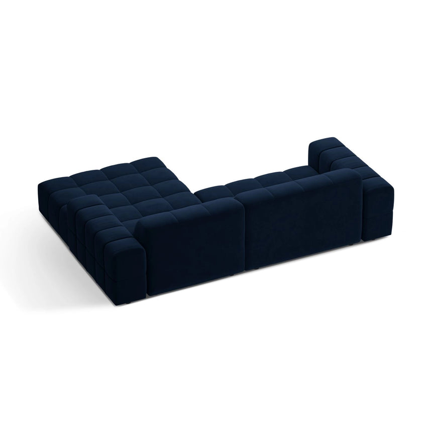 Jennifer 4-Sitzer Ecksofa, Rechte Seite, aus Samt in Königsblau (Bluvel 86), 234x167 cm von Micadoni – Bild 4