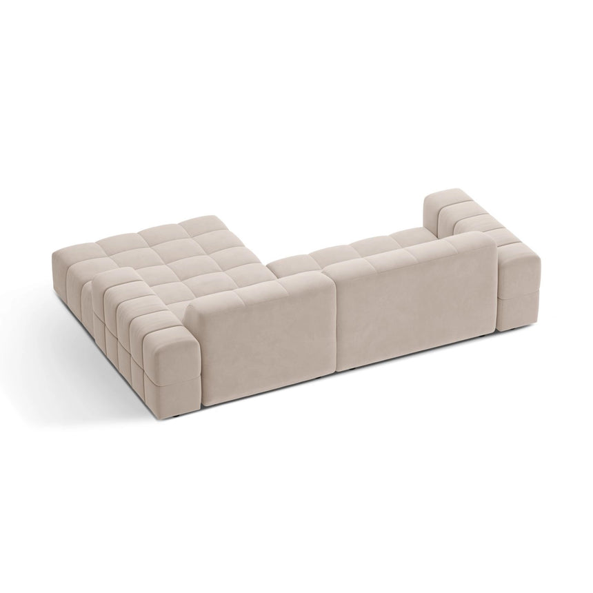 Jennifer 4-Sitzer Ecksofa, Rechte Seite, aus Samt in Leichtes Beige (Venus 2927), 234x167 cm von Micadoni – Bild 4