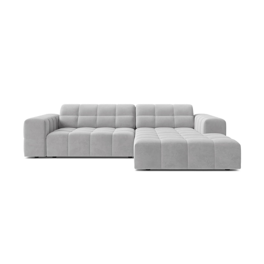 Jennifer 4-Sitzer Ecksofa, Rechte Seite, aus Samt in Silber (Bluvel 03), 234x167 cm von Micadoni – Bild 1
