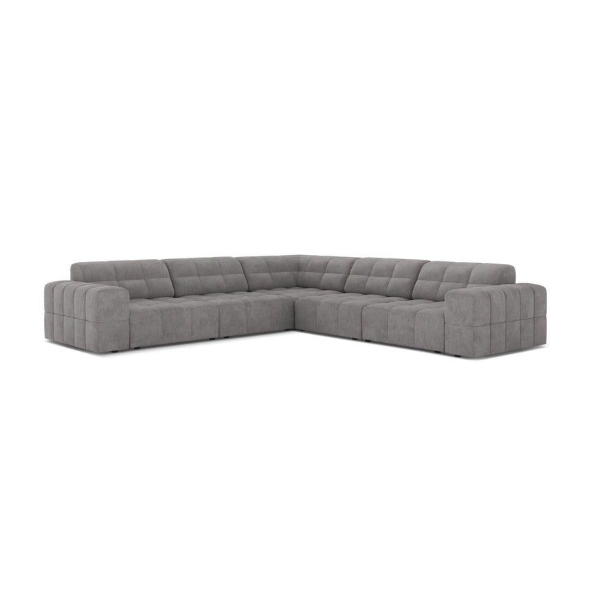 Jennifer 7-Sitzer Ecksofa, Symmetrisch, aus Chenille in Hellgrau (Eden 18 Grey), 285x285 cm von Micadoni – Bild 1