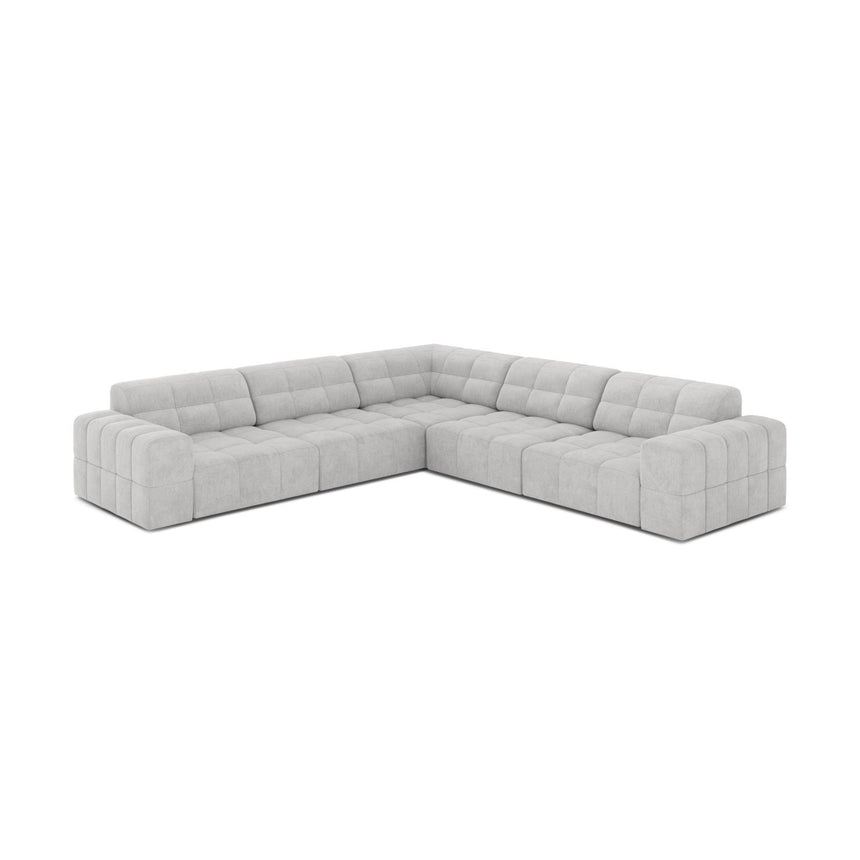 Jennifer 7-Sitzer Ecksofa, Symmetrisch, aus Chenille in Silber (Eden 17 Silver), 285x285 cm von Micadoni – Bild 3