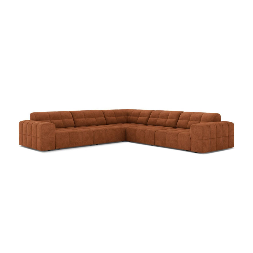 Jennifer 7-Sitzer Ecksofa, Symmetrisch, aus Chenille in Ziegel (Eden 10 Terra), 285x285 cm von Micadoni – Bild 1