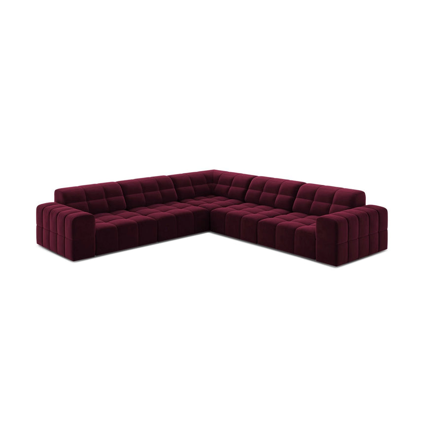 Jennifer 7-Sitzer Ecksofa, Symmetrisch, aus Samt in Burgundy (Venus 2932), 285x285 cm von Micadoni – Bild 3