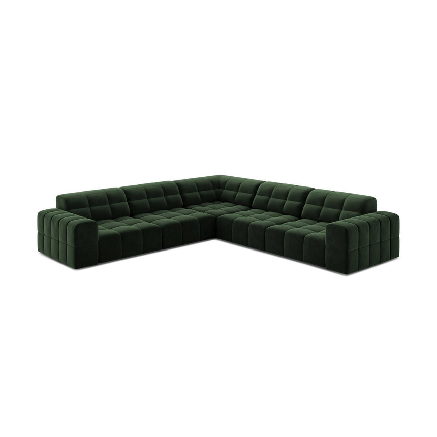 Jennifer 7-Sitzer Ecksofa, Symmetrisch, aus Samt in Flaschengrün (Venus 2940), 285x285 cm von Micadoni – Bild 3