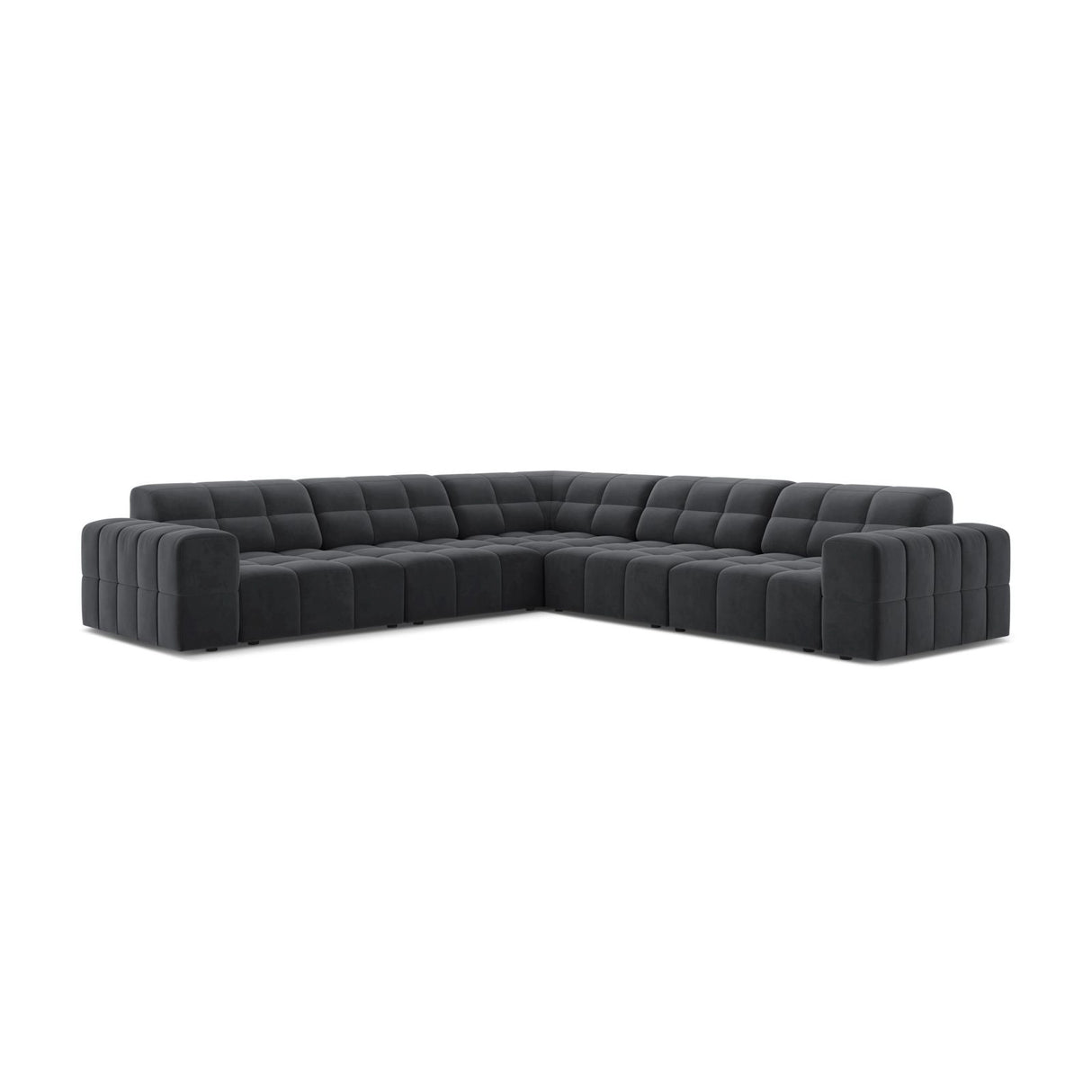 Jennifer 7-Sitzer Ecksofa, Symmetrisch, aus Samt in Grau (Bluvel 14), 285x285 cm von Micadoni – Bild 1