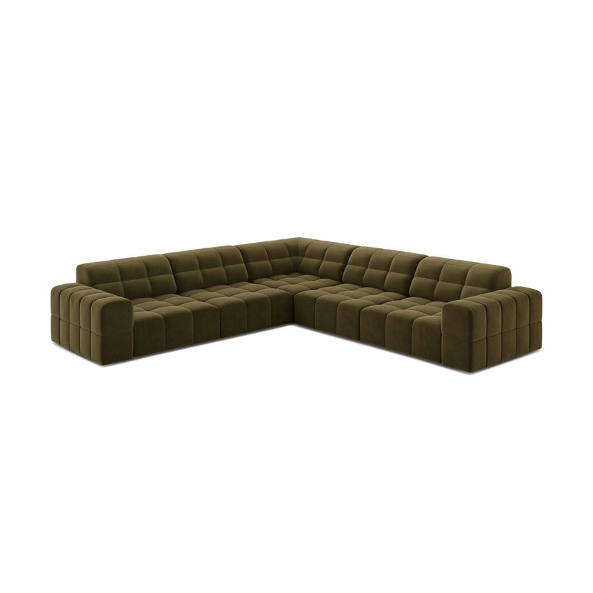 Jennifer 7-Sitzer Ecksofa, Symmetrisch, aus Samt in Grün (Bluvel 77), 285x285 cm von Micadoni – Bild 3
