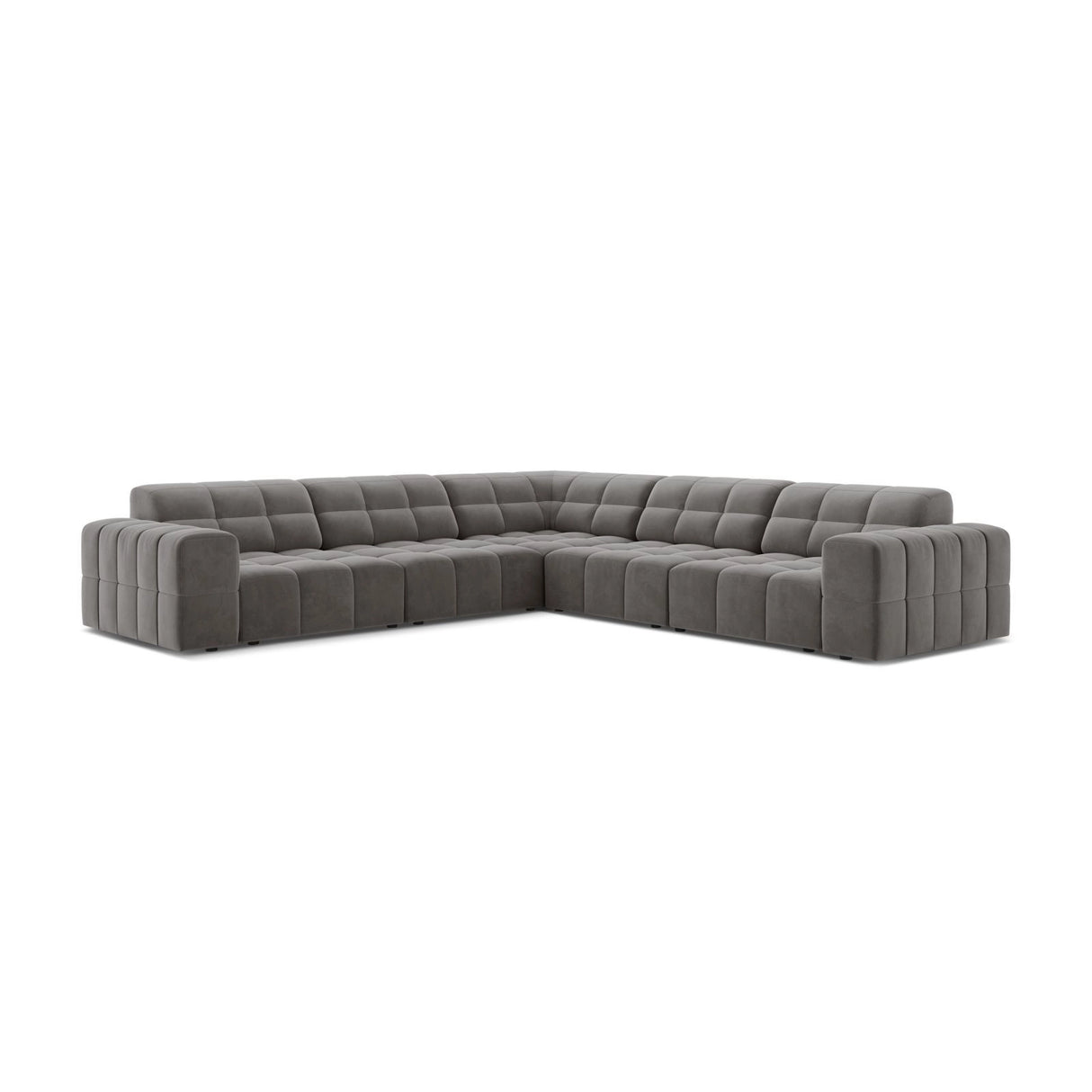 Jennifer 7-Sitzer Ecksofa, Symmetrisch, aus Samt in Hellgrau (Bluvel 13), 285x285 cm von Micadoni – Bild 1