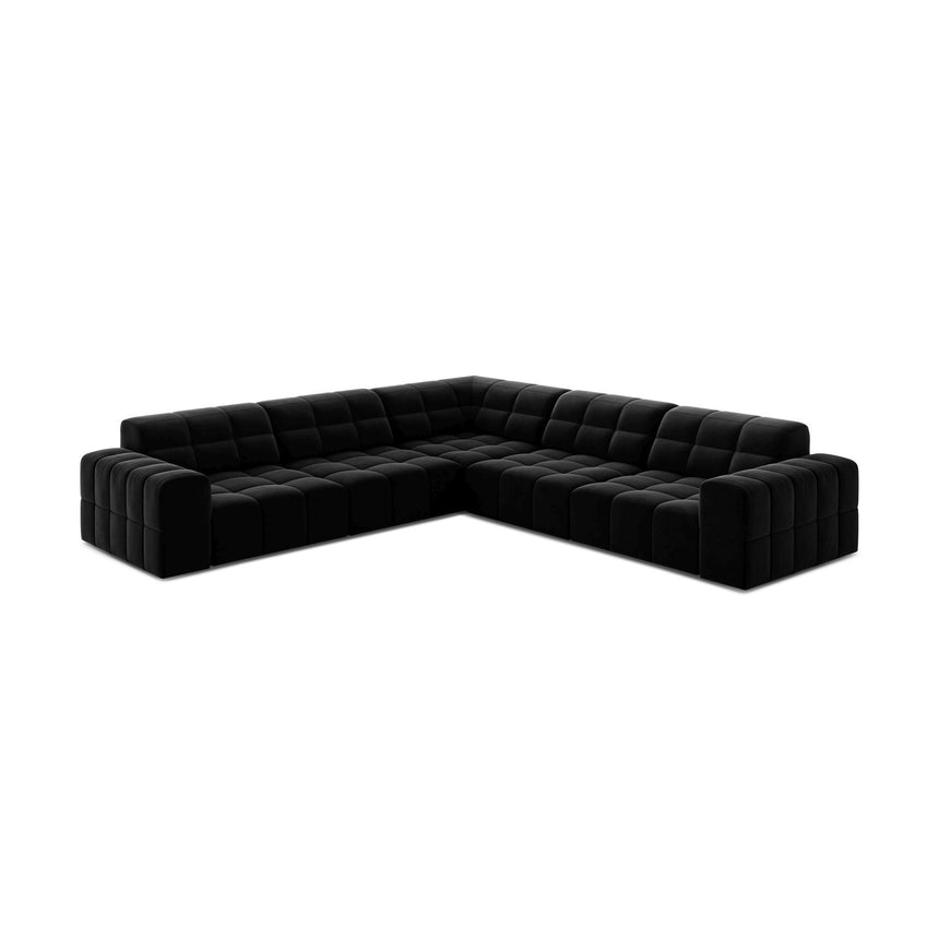 Jennifer 7-Sitzer Ecksofa, Symmetrisch, aus Samt in Schwarz (Venus 2923), 285x285 cm von Micadoni – Bild 3