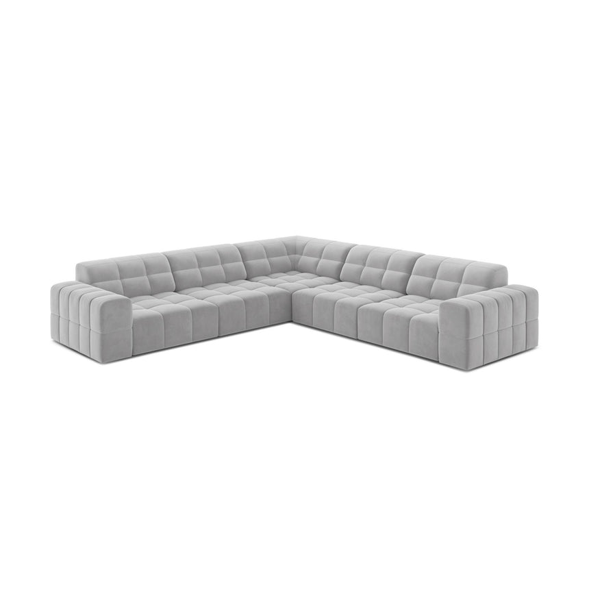 Jennifer 7-Sitzer Ecksofa, Symmetrisch, aus Samt in Silber (Bluvel 03), 285x285 cm von Micadoni – Bild 3