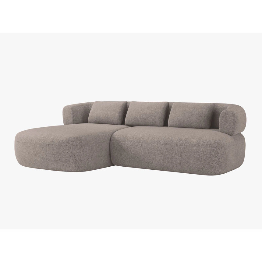 Jenny 5-Sitzer Ecksofa, Linke Seite, aus Boucle in Hellbraun (Now or Never 16), 225x145 cm von Micadoni – Bild 2