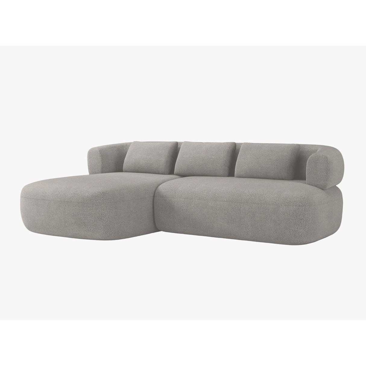 Jenny 5-Sitzer Ecksofa, Linke Seite, aus Boucle in Hellgrau (Now or Never 83), 225x145 cm von Micadoni – Bild 2