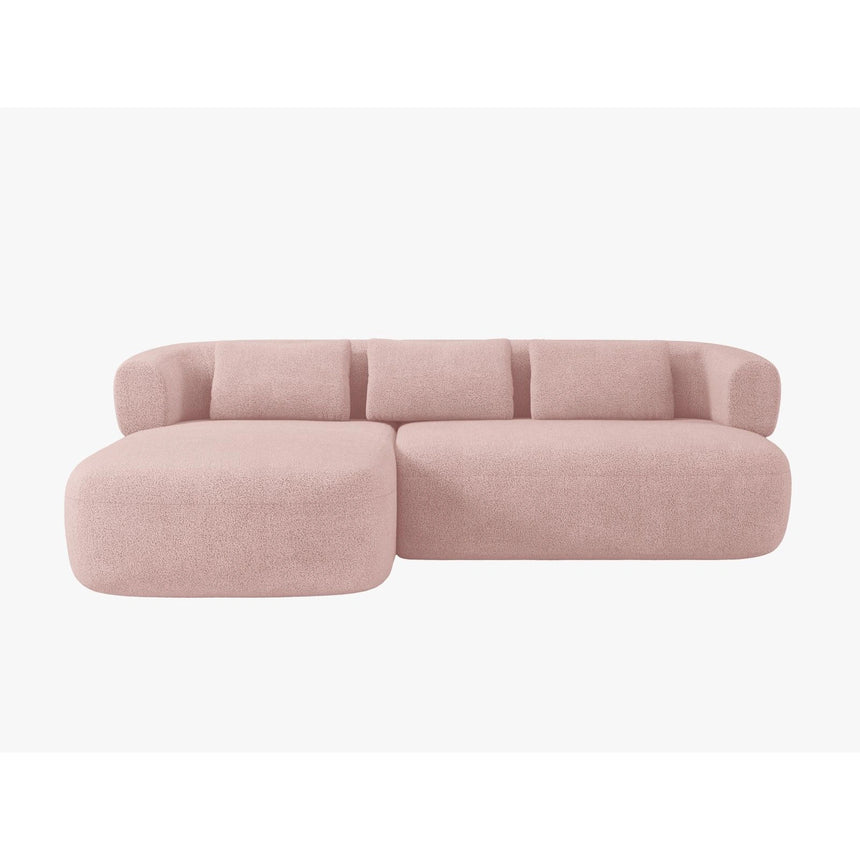 Jenny 5-Sitzer Ecksofa, Linke Seite, aus Boucle in Puderrosa (Now or Never 61), 225x145 cm von Micadoni – Bild 1