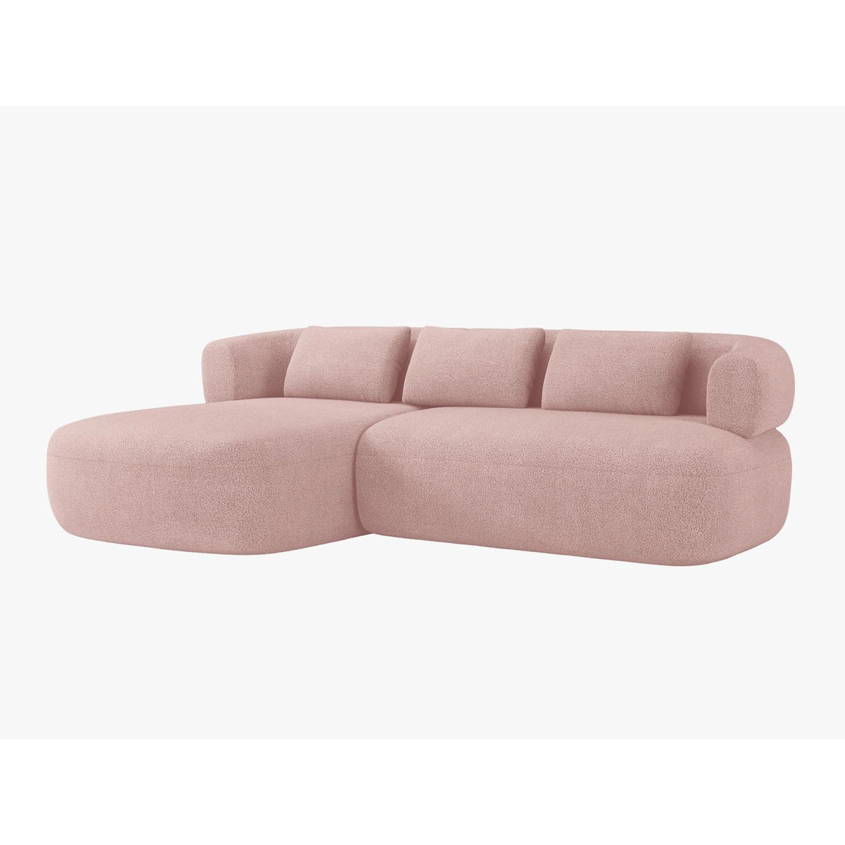 Jenny 5-Sitzer Ecksofa, Linke Seite, aus Boucle in Puderrosa (Now or Never 61), 225x145 cm von Micadoni – Bild 2