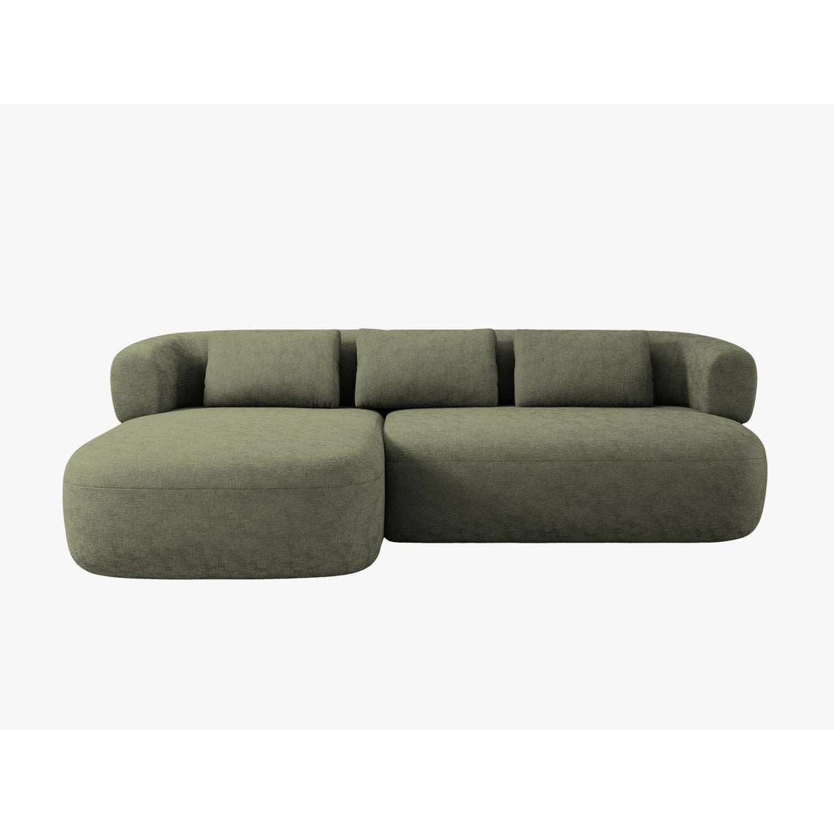 Jenny 5-Sitzer Ecksofa, Linke Seite, aus Chenille in Grün (Perfect Harmony 39), 225x145 cm von Micadoni – Bild 1