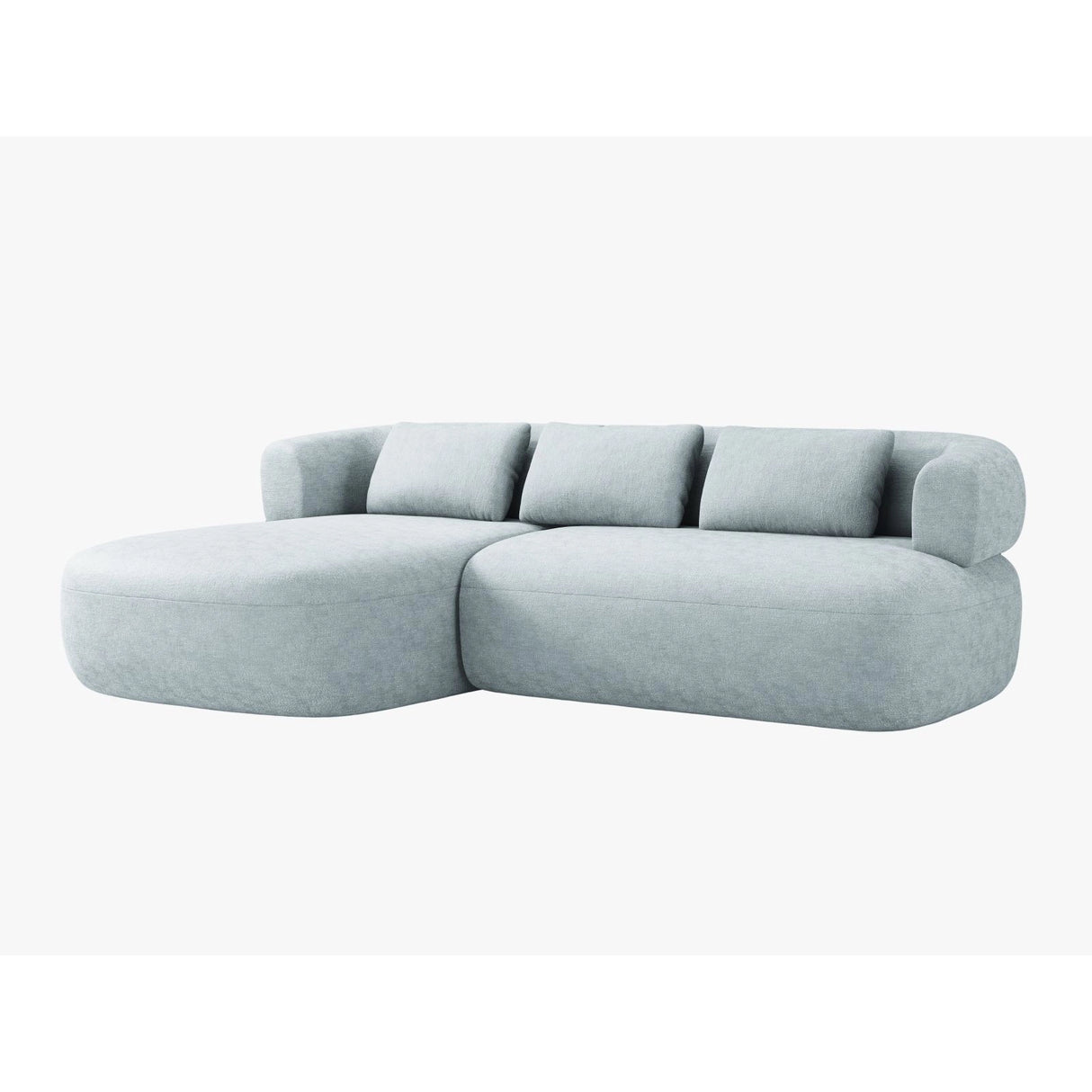 Jenny 5-Sitzer Ecksofa, Linke Seite, aus Chenille in Hellblau (Perfect Harmony 72), 225x145 cm von Micadoni – Bild 2