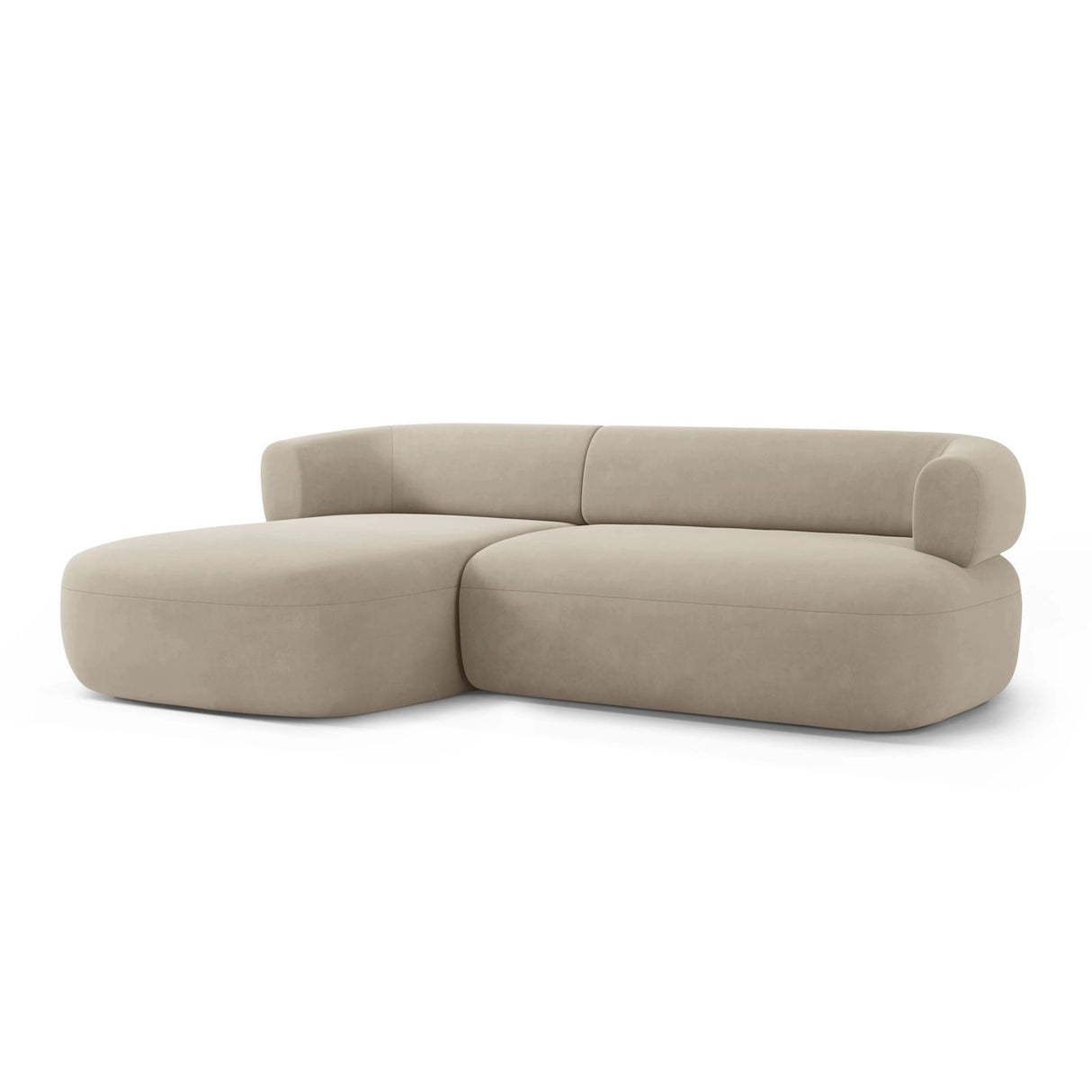 Jenny 5-Sitzer Ecksofa, Linke Seite, aus Samt in Beige (Salvador 1), 225x145 cm von Micadoni – Bild 3