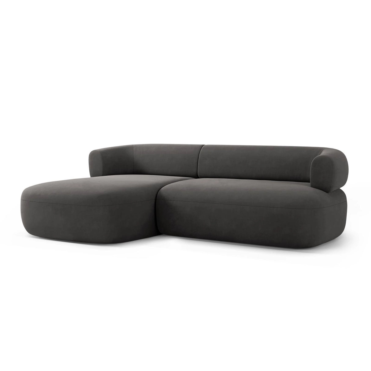 Jenny 5-Sitzer Ecksofa, Linke Seite, aus Samt in Dunkelgrau (Salvador 18), 225x145 cm von Micadoni – Bild 3