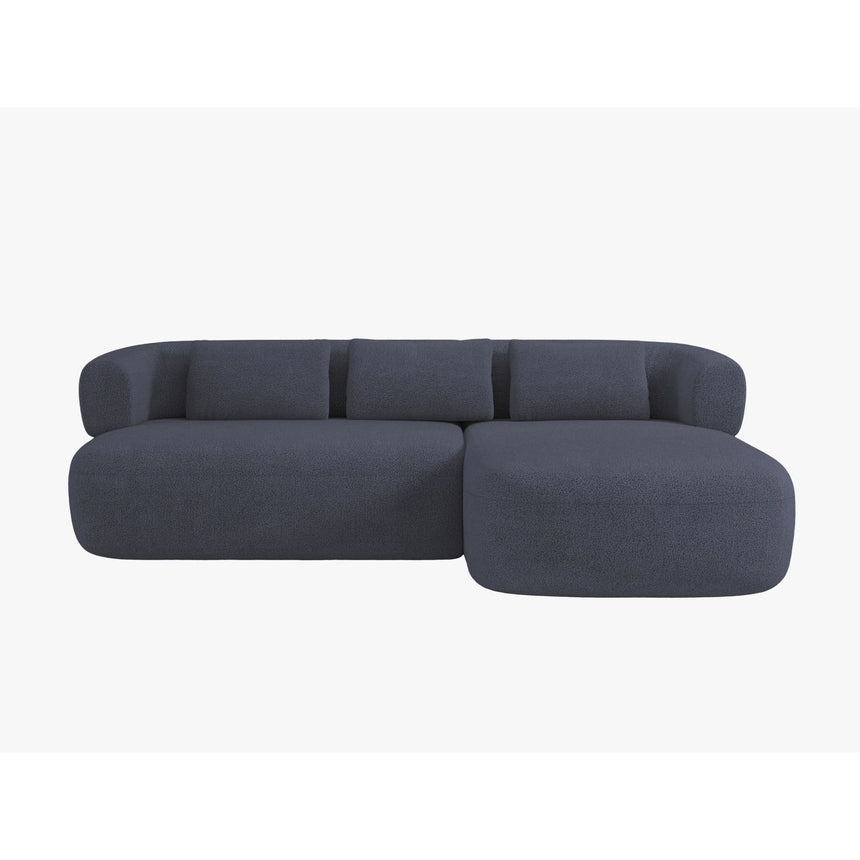 Jenny 5-Sitzer Ecksofa, Rechte Seite, aus Boucle in Dunkelblau (Now or Never 79), 225x145 cm von Micadoni – Bild 1