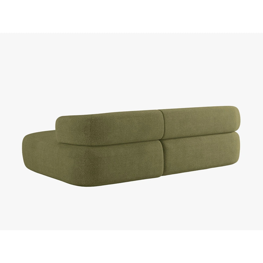 Jenny 5-Sitzer Ecksofa, Rechte Seite, aus Boucle in Grün (Now or Never 38), 225x145 cm von Micadoni – Bild 4