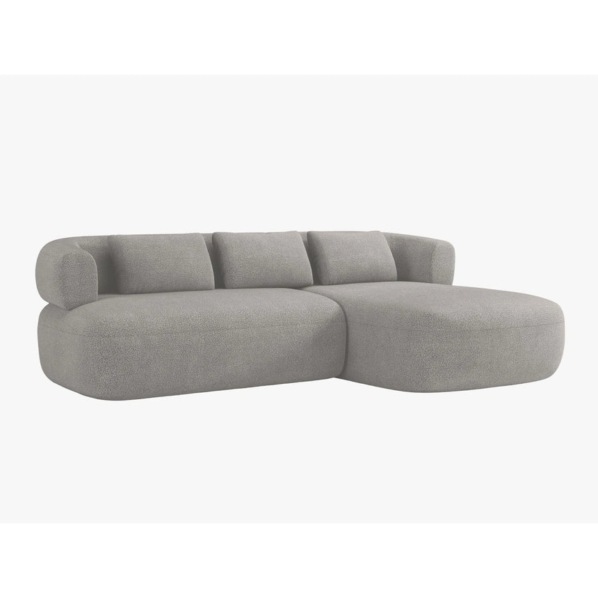 Jenny 5-Sitzer Ecksofa, Rechte Seite, aus Boucle in Hellgrau (Now or Never 83), 225x145 cm von Micadoni – Bild 2