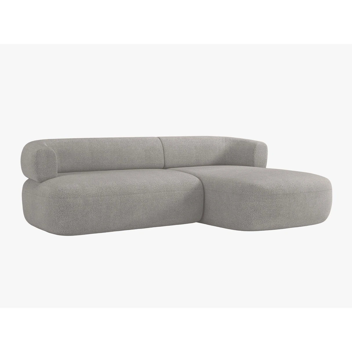 Jenny 5-Sitzer Ecksofa, Rechte Seite, aus Boucle in Hellgrau (Now or Never 83), 225x145 cm von Micadoni – Bild 3