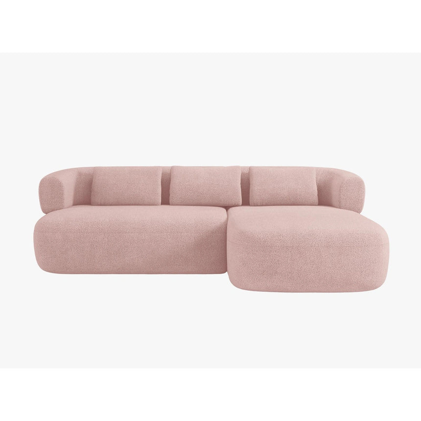 Jenny 5-Sitzer Ecksofa, Rechte Seite, aus Boucle in Puderrosa (Now or Never 61), 225x145 cm von Micadoni – Bild 1