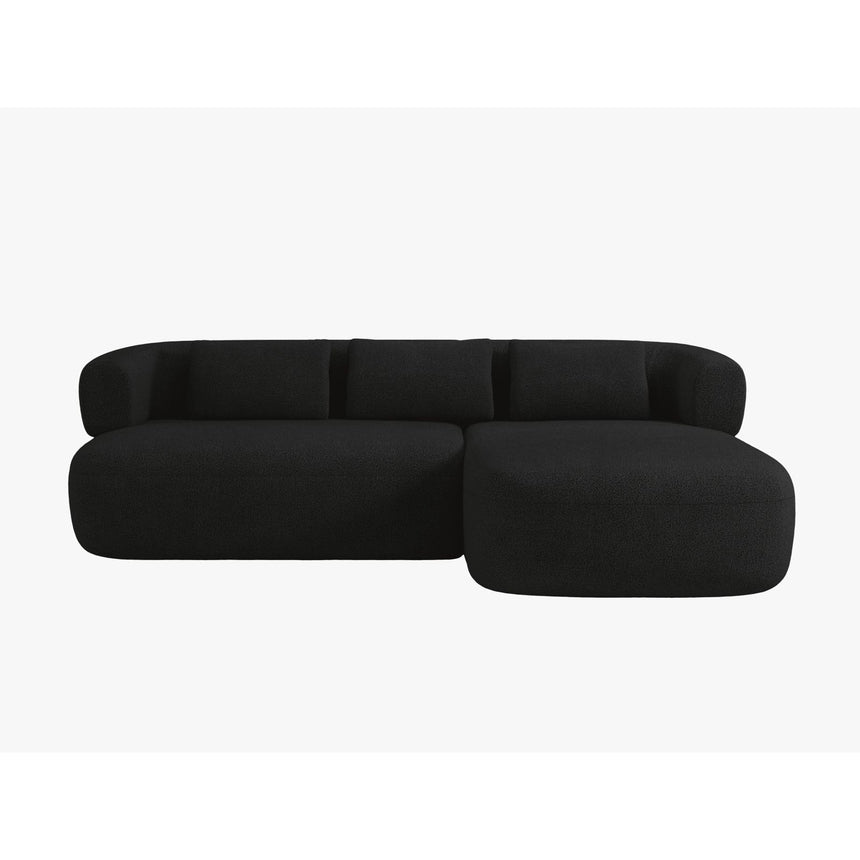 Jenny 5-Sitzer Ecksofa, Rechte Seite, aus Boucle in Schwarz (Now or Never 100), 225x145 cm von Micadoni – Bild 1
