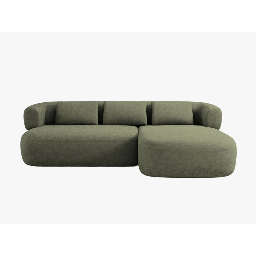 Jenny 5-Sitzer Ecksofa, Rechte Seite, aus Chenille in Grün (Perfect Harmony 39), 225x145 cm von Micadoni – Bild 1