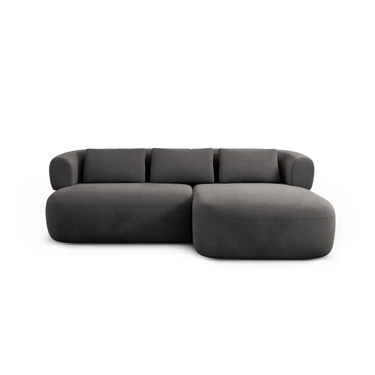 Jenny 5-Sitzer Ecksofa, Rechte Seite, aus Samt in Dunkelgrau (Salvador 18), 200x145 cm von Micadoni – Bild 1
