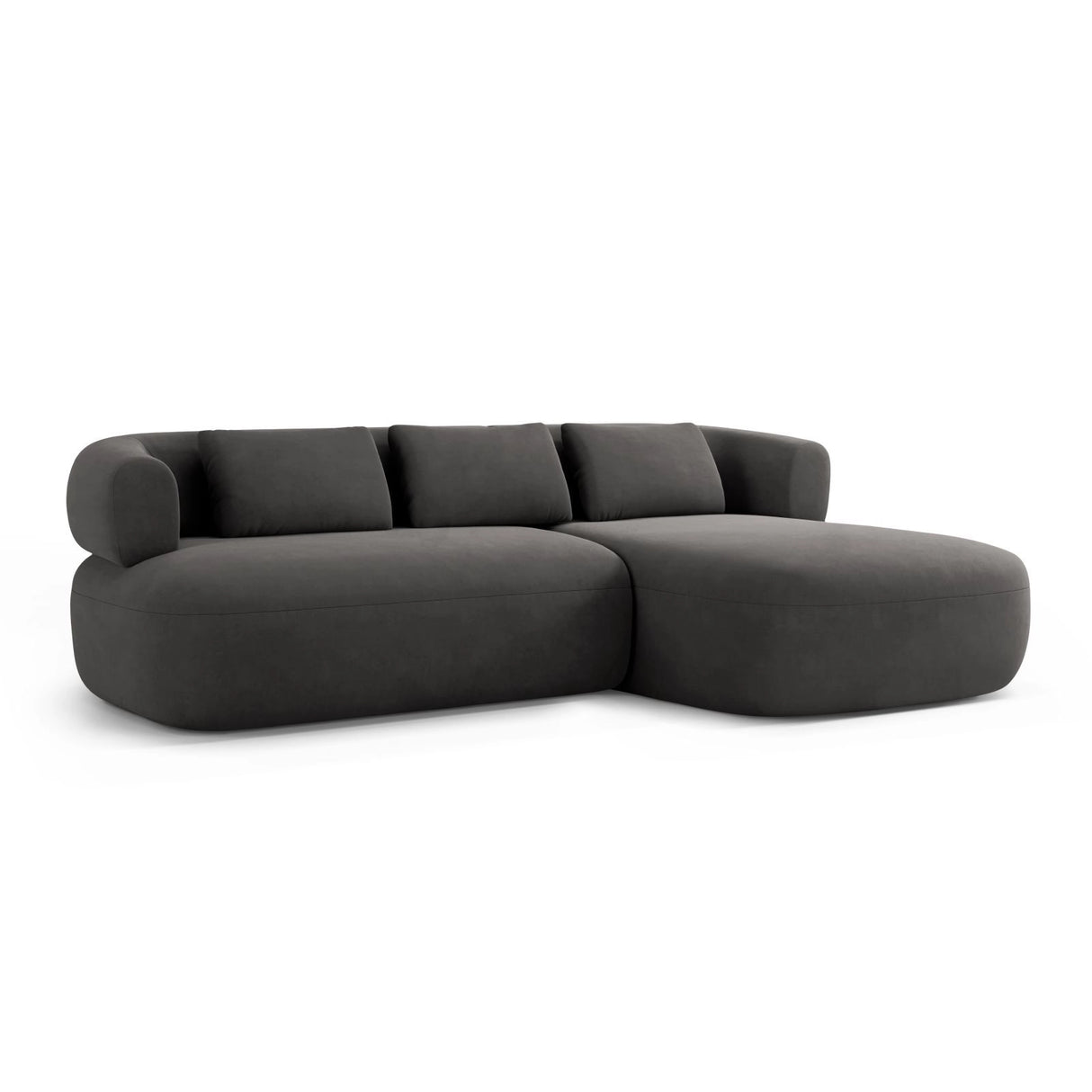 Jenny 5-Sitzer Ecksofa, Rechte Seite, aus Samt in Dunkelgrau (Salvador 18), 225x145 cm von Micadoni – Bild 2