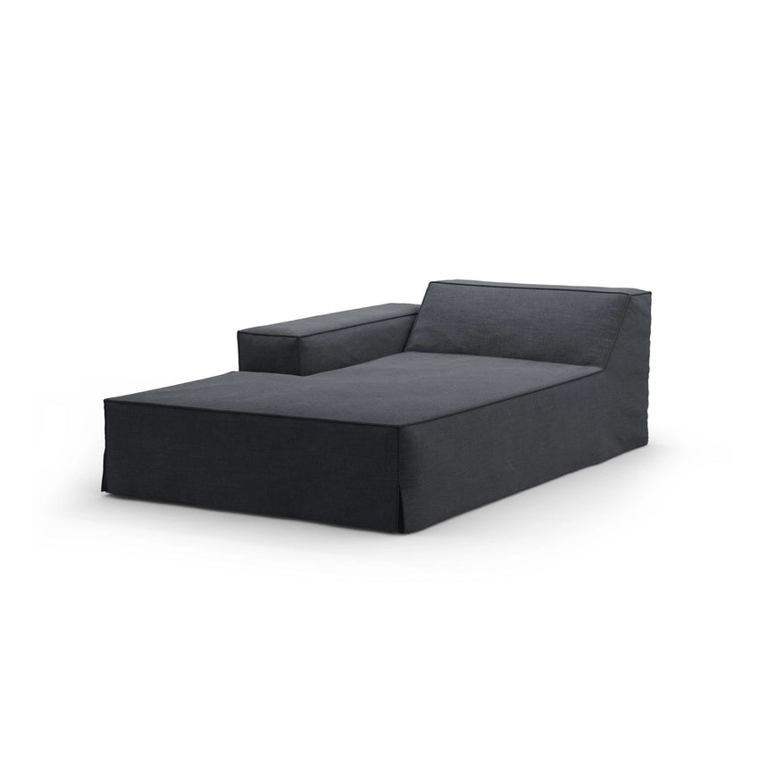 Jodie Einzelmodul Sofa mit abnehmbarem Bezug, Linke Seite, aus Strukturierter Stoff in Grau und Blau (LINS 89), 166x102 cm von Micadoni – Bild 1
